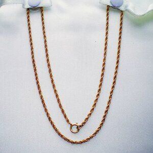 Vintage Solid 14K Yellow Gold Twisted Rope Necklace Chain 14kt 19.5"
